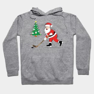 Hockey Santa and Christmas Tree Hoodie